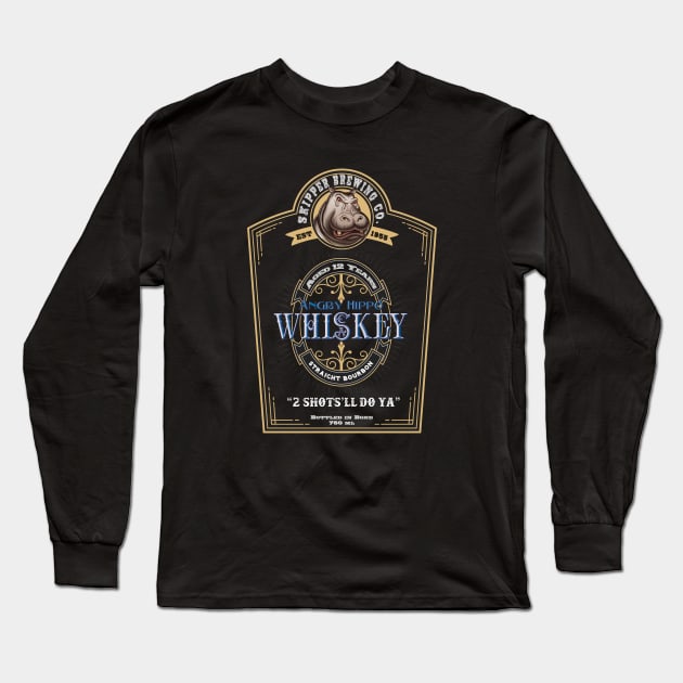 Angry Hippo Whiskey Long Sleeve T-Shirt by The Skipper Store